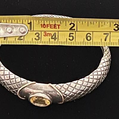 Citrine Stone Bangle Bracelet .925 with 14K Accents