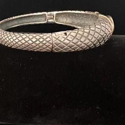 Citrine Stone Bangle Bracelet .925 with 14K Accents