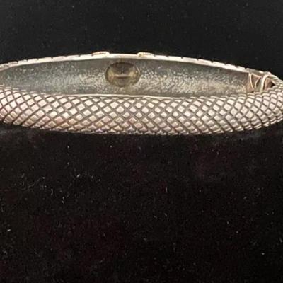 Citrine Stone Bangle Bracelet .925 with 14K Accents