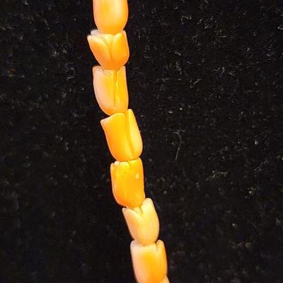 Peach coral beaded necklace