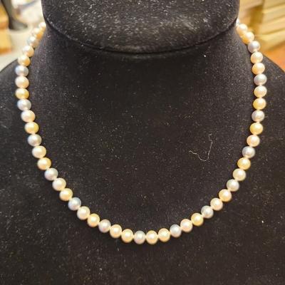 Petite multi colored cultured pearl necklace