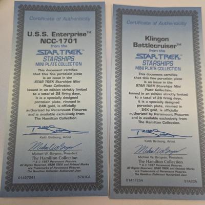Klingon Battle Cruiser Star Trek Starships & U.S.S. Enterprise NCC-1701 Mini Plate Collection