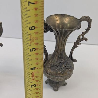 Approx 6" Tall Vintage Italian Brass Vases Made In Italy