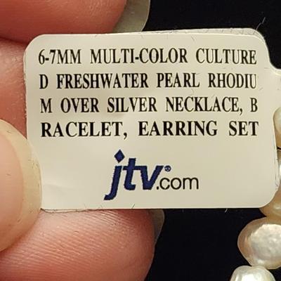 Multi colored cultured pearl necklace and bracelets