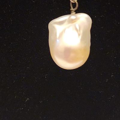 15mm cultured pearl necklace with blue apatite strand.