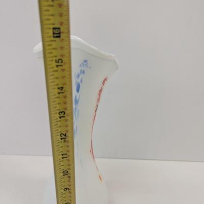Approx 16" Tall Glass Flower Art Vase Ruffle Rim #57