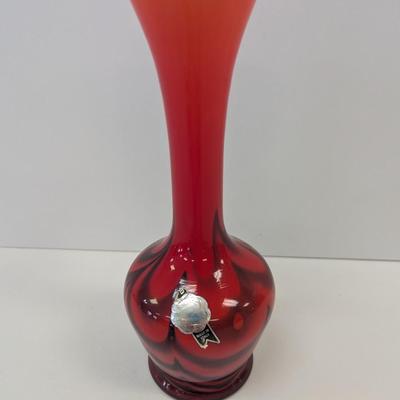 Approx 11" Tall "V.B. Opaline Florence, Made in Italy" Red, Black, & Gold Foil Label #58