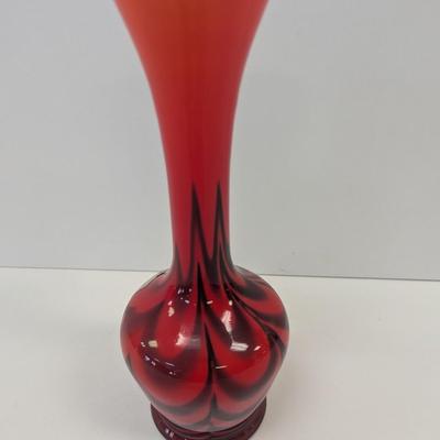 Approx 11" Tall "V.B. Opaline Florence, Made in Italy" Red, Black, & Gold Foil Label #58