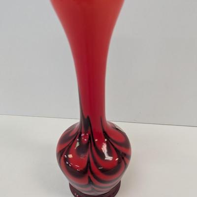 Approx 11" Tall "V.B. Opaline Florence, Made in Italy" Red, Black, & Gold Foil Label #58