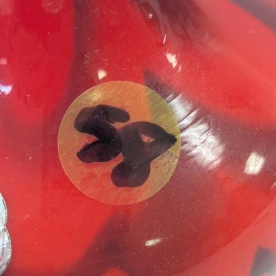 Approx 11" Tall "V.B. Opaline Florence, Made in Italy" Red, Black, & Gold Foil Label #58