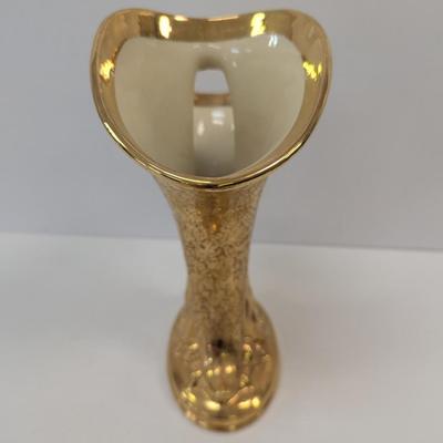 Approx 12" Tall Osborne China 22K Gold Hand Painted Vase Victorian #60