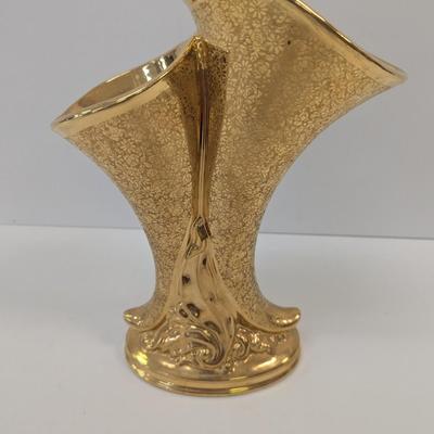 Approx 12" Tall Osborne China 22K Gold Hand Painted Vase Victorian #60