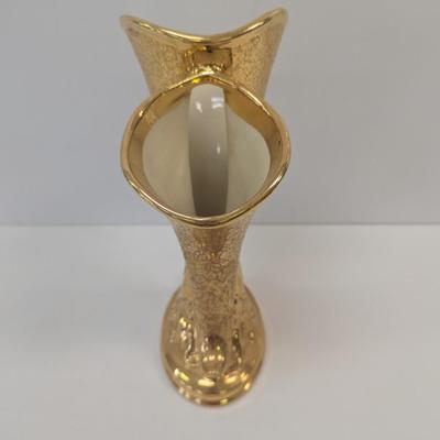 Approx 12" Tall Osborne China 22K Gold Hand Painted Vase Victorian #60