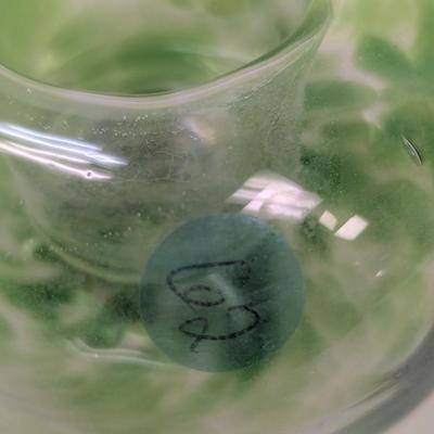 Green Hand Blown Candle Holder #62