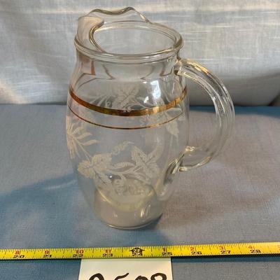 Vintage Barrett Collins Etched Grape Pitcher