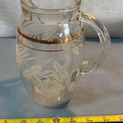 Vintage Barrett Collins Etched Grape Pitcher