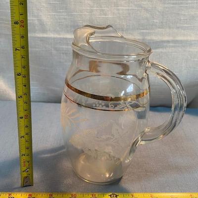 Vintage Barrett Collins Etched Grape Pitcher