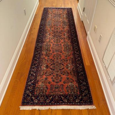 346 Vintage Handknotted Oriental Wool Runner 3' 1" x 9' 10"