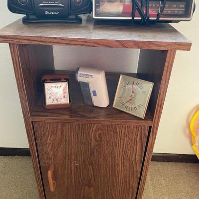 Small end table with clocks