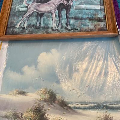 Larson painting on canvas with Silton horse print