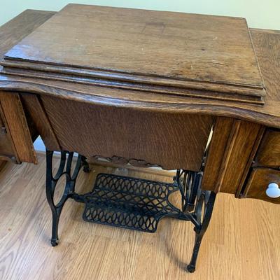 Antique Oak Sewing Machine Cabinet