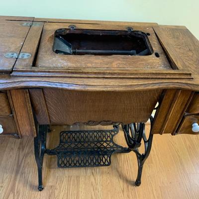 Antique Oak Sewing Machine Cabinet