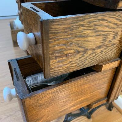 Antique Oak Sewing Machine Cabinet