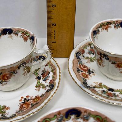Lot of (10) DEMITASSE CUP & SAUCER SET - Antique John Maddock and Son Royal Vitreous, English Transfer ware, Majestic Pattern 1875