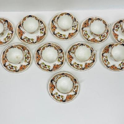Lot of (10) DEMITASSE CUP & SAUCER SET - Antique John Maddock and Son Royal Vitreous, English Transfer ware, Majestic Pattern 1875