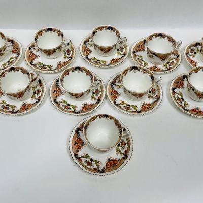 Lot of (10) DEMITASSE CUP & SAUCER SET - Antique John Maddock and Son Royal Vitreous, English Transfer ware, Majestic Pattern 1875