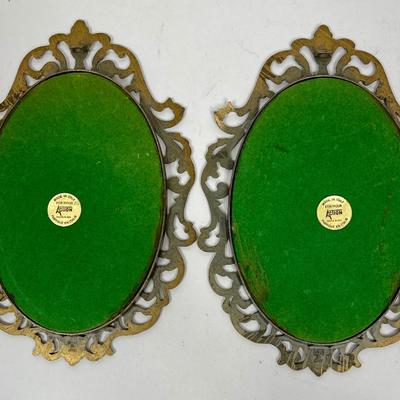 Lot of 2 Vintage Baroque Rococo Brass Oval Frames