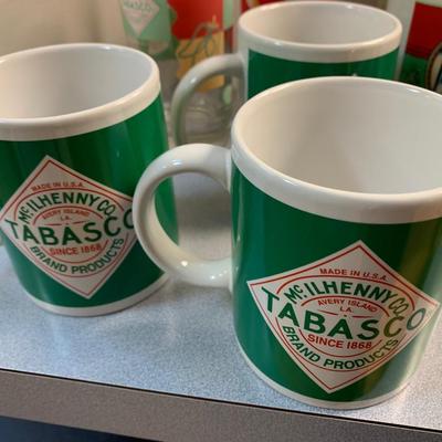 Large Tabasco Vintage Glasses & Coffee Mugs Lot