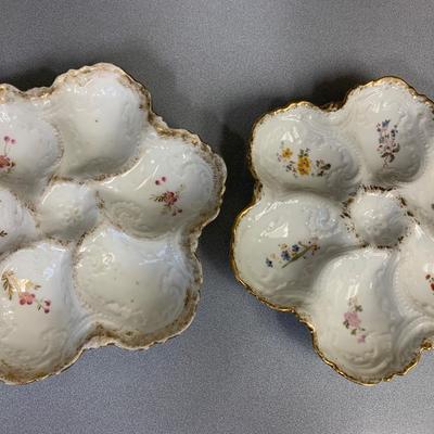 TWO Antique Limoges Oyster Plates