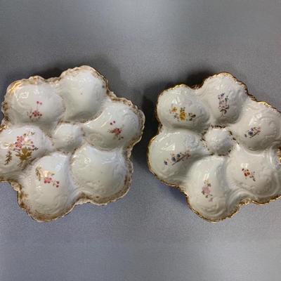 TWO Antique Limoges Oyster Plates