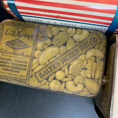 Vintage Tins Lot Saltines Kemp Nuts Astor Tea