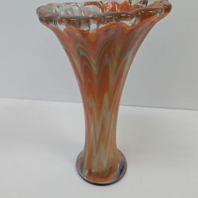 Sale Photo Thumbnail #1605: Approx 12" Tall Hand Blown Glass Vase #65