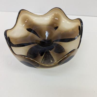 Vintage Viking Rootbeer Brown Ruffled Edge Bowl