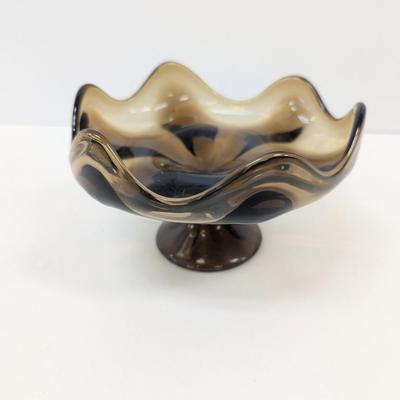 Vintage Viking Rootbeer Brown Ruffled Edge Bowl