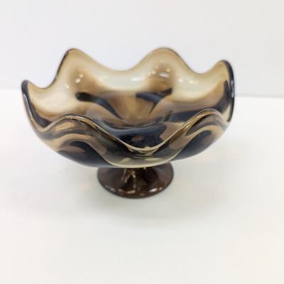 Vintage Viking Rootbeer Brown Ruffled Edge Bowl
