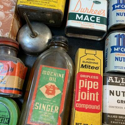 Vintage Tins Spices Oil Butter Singer Sewing Machine Oil