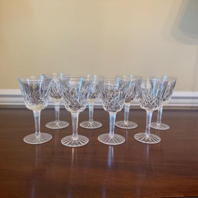 351 Set of 8 Lismore Waterford Crystal White Wine Goblets
