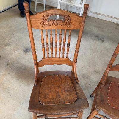 359 Set of Four Oak Spindle Back Chairs