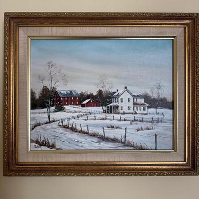 360 Vintage Original Oil Painting of Farm Scene by Annie Eckert