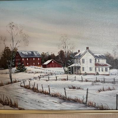 360 Vintage Original Oil Painting of Farm Scene by Annie Eckert