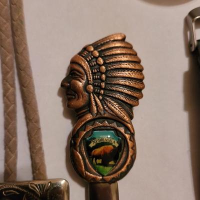 Collection of watches, bolo ties letter opener