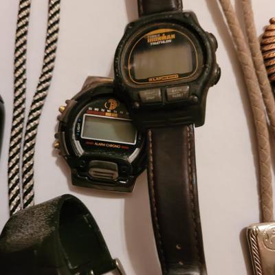 Collection of watches, bolo ties letter opener