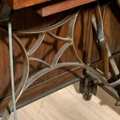 Antique Oak Fold Out Sewing Stand