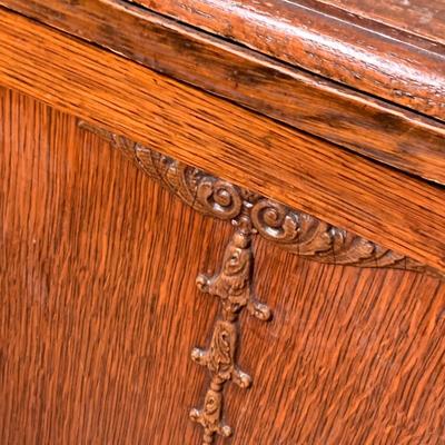 Antique Oak Fold Out Sewing Stand