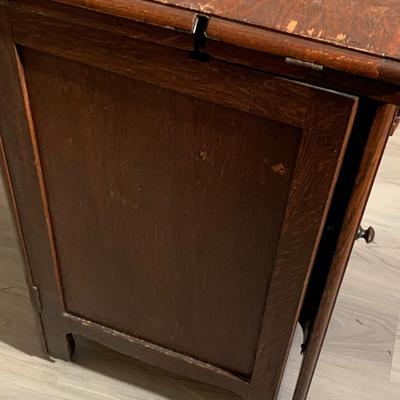 Antique Oak Fold Out Sewing Stand