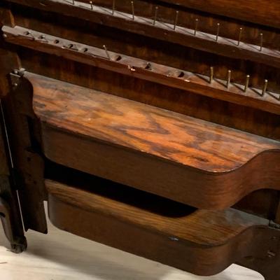 Antique Oak Fold Out Sewing Stand